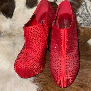 Red rhinestone booties